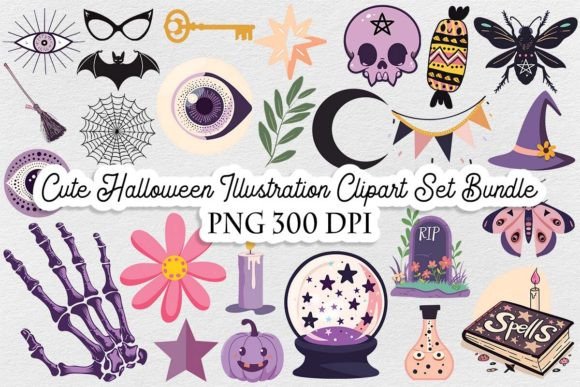 Download Cute Halloween Illustration Clipart Set - Halloween illustration Collection
