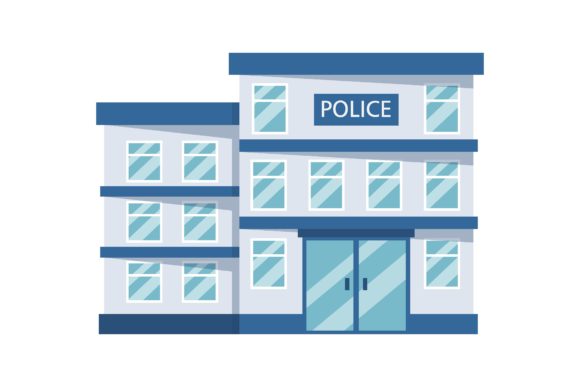Download Police Station. City, Town Hall Cartoon - Town Collection