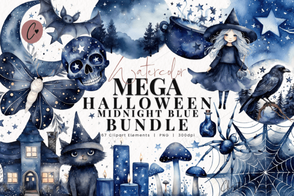 Download Watercolor Mega Halloween Bundle Clipart - Halloween bundle Collection