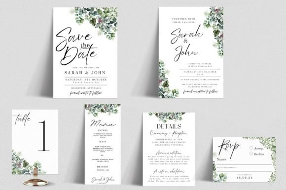 Download Eucalyptus Wedding Invitation Bundle - - Invitation Collection