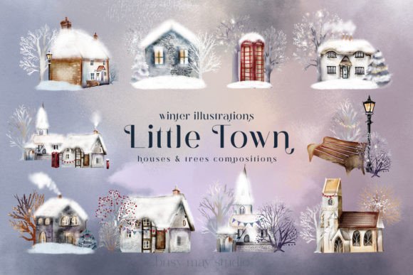 Download Little Town Winter Compositions PNG - Town Collection
