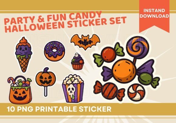Download Cute Spooky Halloween Candy Sticker Set - Premium Resources