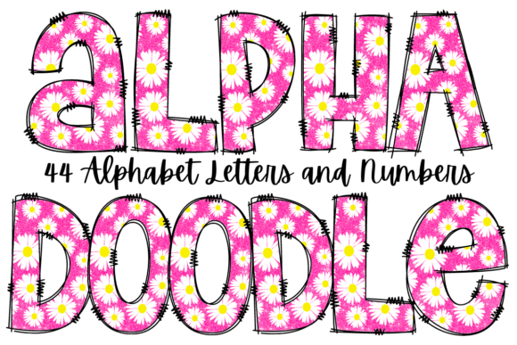 Download Pink Glitter Daisy Doodle Alphabet - Premium Bundle