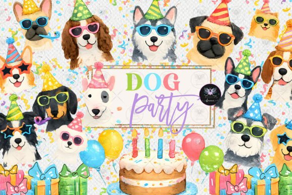 Download Dog Party Clipart Watercolor - Party Collection