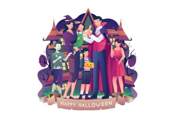 Download Family in Halloween Illustration - Halloween illustration Collection