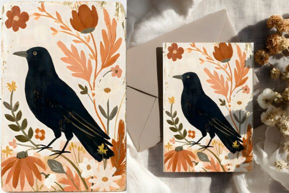 Download Black Crow Autumn Halloween Illustration - Halloween illustration Collection